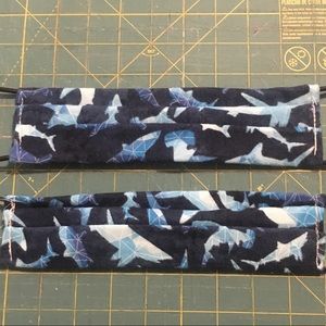 2 🦈 geometric shark face masks w/ filter pocket
